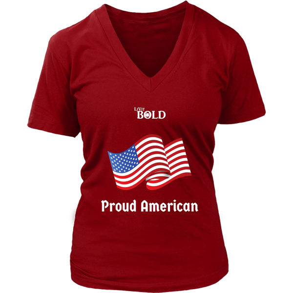 LiVit BOLD District Women's V-Neck Shirt - Proud American - LiVit BOLD