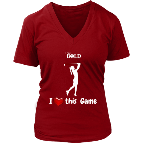 LiVit BOLD District Women's V-Neck Shirt - I Heart this Game - Golf - LiVit BOLD