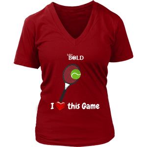 LiVit BOLD District Women's V-Neck Shirt - I Heart this Game - Tennis - LiVit BOLD