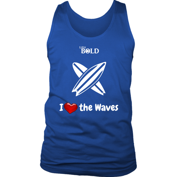 LiVit BOLD Men's Tank - I Heart the Waves - Surfing - LiVit BOLD